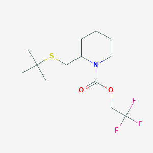 molecular formula C13H22F3NO2S B2916915 2,2,2-Trifluoroethyl 2-((tert-butylthio)methyl)piperidine-1-carboxylate CAS No. 2034536-58-6