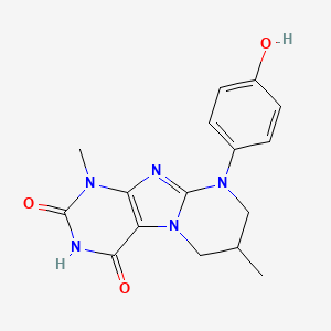 molecular formula C16H17N5O3 B2916917 9-(4-羟基苯基)-1,7-二甲基-6,7,8,9-四氢嘧啶并[2,1-f]嘌呤-2,4(1H,3H)-二酮 CAS No. 946341-06-6