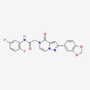 molecular formula C21H14F2N4O4 B2916929 2-(2-(苯并[d][1,3]二氧杂环-5-基)-4-氧代吡唑并[1,5-a]嘧啶-5(4H)-基)-N-(2,5-二氟苯基)乙酰胺 CAS No. 1189951-59-4