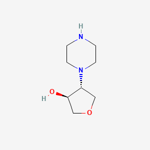 molecular formula C8H16N2O2 B2916930 (3S,4R)-4-(piperazin-1-yl)oxolan-3-ol CAS No. 2166271-93-6