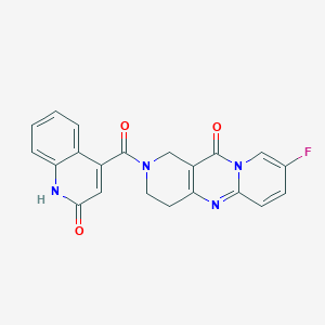 molecular formula C21H15FN4O3 B2916931 8-fluoro-2-(2-hydroxyquinoline-4-carbonyl)-3,4-dihydro-1H-dipyrido[1,2-a:4',3'-d]pyrimidin-11(2H)-one CAS No. 2034275-17-5