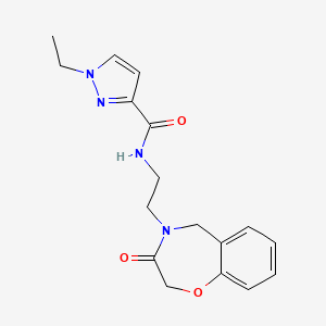 molecular formula C17H20N4O3 B2916935 1-ethyl-N-(2-(3-oxo-2,3-dihydrobenzo[f][1,4]oxazepin-4(5H)-yl)ethyl)-1H-pyrazole-3-carboxamide CAS No. 1903437-66-0