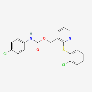 molecular formula C19H14Cl2N2O2S B2916937 [2-(2-chlorophenyl)sulfanylpyridin-3-yl]methyl N-(4-chlorophenyl)carbamate CAS No. 338413-63-1