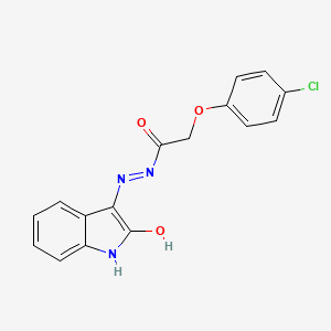 (E)-2-(4-chlorophenoxy)-N'-(2-oxoindolin-3-ylidene)acetohydrazide