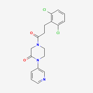4-(3-(2,6-Dichlorophenyl)propanoyl)-1-(pyridin-3-yl)piperazin-2-one