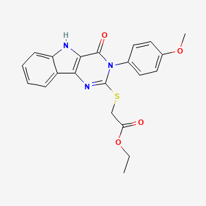 molecular formula C21H19N3O4S B2916961 ethyl 2-[[3-(4-methoxyphenyl)-4-oxo-5H-pyrimido[5,4-b]indol-2-yl]sulfanyl]acetate CAS No. 536707-94-5