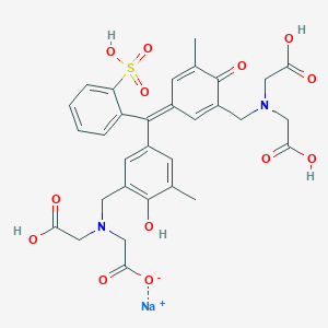 molecular formula C31H31N2NaO13S B2916962 Sodium;2-[[5-[(E)-[3-[[bis(carboxymethyl)amino]methyl]-5-methyl-4-oxocyclohexa-2,5-dien-1-ylidene]-(2-sulfophenyl)methyl]-2-hydroxy-3-methylphenyl]methyl-(carboxymethyl)amino]acetate CAS No. 63721-83-5