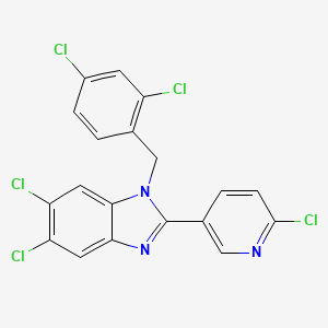molecular formula C19H10Cl5N3 B2916973 5,6-dichloro-2-(6-chloro-3-pyridinyl)-1-(2,4-dichlorobenzyl)-1H-1,3-benzimidazole CAS No. 303144-82-3