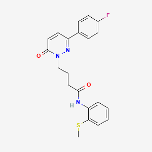 molecular formula C21H20FN3O2S B2916978 4-(3-(4-fluorophenyl)-6-oxopyridazin-1(6H)-yl)-N-(2-(methylthio)phenyl)butanamide CAS No. 946266-85-9
