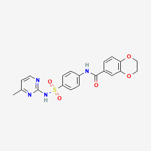 molecular formula C20H18N4O5S B2916983 N-(4-{[(4-methyl-2-pyrimidinyl)amino]sulfonyl}phenyl)-2,3-dihydro-1,4-benzodioxine-6-carboxamide CAS No. 457651-74-0