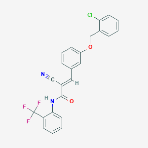 B2916984 (E)-3-[3-[(2-chlorophenyl)methoxy]phenyl]-2-cyano-N-[2-(trifluoromethyl)phenyl]prop-2-enamide CAS No. 380475-74-1