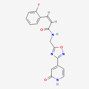 molecular formula C17H13FN4O3 B2916985 (Z)-3-(2-fluorophenyl)-N-((3-(2-oxo-1,2-dihydropyridin-4-yl)-1,2,4-oxadiazol-5-yl)methyl)acrylamide CAS No. 2034997-22-1