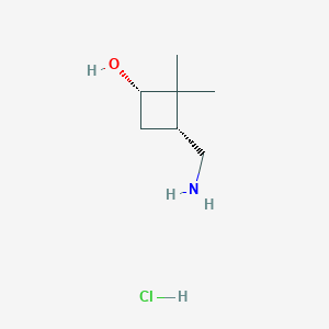molecular formula C7H16ClNO B2916986 (1S,3R)-3-(Aminomethyl)-2,2-dimethylcyclobutan-1-ol;hydrochloride CAS No. 2209078-59-9