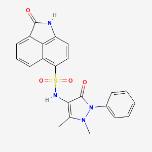 molecular formula C22H18N4O4S B2916989 N-(1,5-dimethyl-3-oxo-2-phenyl-2,3-dihydro-1H-pyrazol-4-yl)-2-oxo-1,2-dihydrobenzo[cd]indole-6-sulfonamide CAS No. 305374-54-3