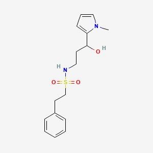 molecular formula C16H22N2O3S B2916995 N-(3-羟基-3-(1-甲基-1H-吡咯-2-基)丙基)-2-苯乙磺酰胺 CAS No. 1787880-71-0
