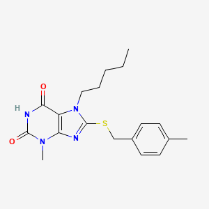 molecular formula C19H24N4O2S B2916996 3-methyl-8-((4-methylbenzyl)thio)-7-pentyl-1H-purine-2,6(3H,7H)-dione CAS No. 385394-95-6