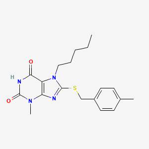 molecular formula C19H24N4O2S B2916996 3-甲基-8-((4-甲基苄基)硫代)-7-戊基-1H-嘌呤-2,6(3H,7H)-二酮 CAS No. 385394-95-6