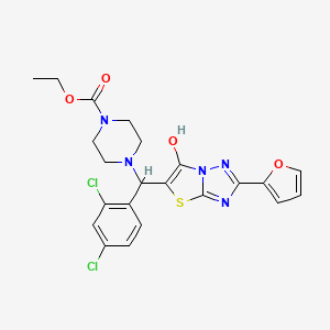 Ethyl 4-((2,4-dichlorophenyl)(2-(furan-2-yl)-6-hydroxythiazolo[3,2-b][1,2,4]triazol-5-yl)methyl)piperazine-1-carboxylate