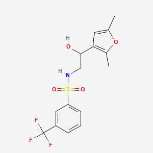 molecular formula C15H16F3NO4S B2917004 N-(2-(2,5-dimethylfuran-3-yl)-2-hydroxyethyl)-3-(trifluoromethyl)benzenesulfonamide CAS No. 2320666-16-6