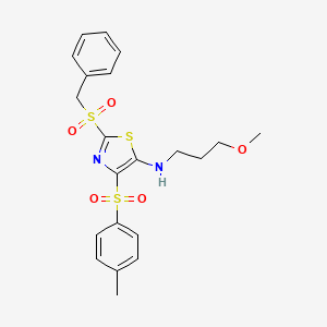 molecular formula C21H24N2O5S3 B2917010 2-(苄磺酰基)-N-(3-甲氧基丙基)-4-甲苯磺酰噻唑-5-胺 CAS No. 824417-69-8