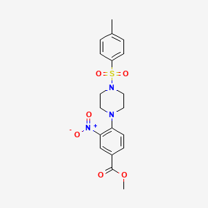 molecular formula C19H21N3O6S B2917016 Methyl 4-{4-[(4-methylphenyl)sulfonyl]piperazino}-3-nitrobenzenecarboxylate CAS No. 220110-87-2