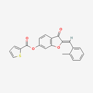 molecular formula C21H14O4S B2917022 (Z)-2-(2-甲基亚苄基)-3-氧代-2,3-二氢苯并呋喃-6-基噻吩-2-甲酸酯 CAS No. 622362-32-7