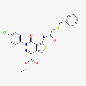 molecular formula C24H20ClN3O4S2 B2917023 Ethyl 5-[(2-benzylsulfanylacetyl)amino]-3-(4-chlorophenyl)-4-oxothieno[3,4-d]pyridazine-1-carboxylate CAS No. 851950-72-6
