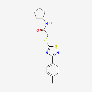 molecular formula C16H19N3OS2 B2917025 N-cyclopentyl-2-((3-(p-tolyl)-1,2,4-thiadiazol-5-yl)thio)acetamide CAS No. 864917-43-1