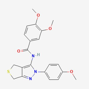 molecular formula C21H21N3O4S B2917027 3,4-dimethoxy-N-[2-(4-methoxyphenyl)-4,6-dihydrothieno[3,4-c]pyrazol-3-yl]benzamide CAS No. 392255-61-7