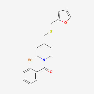 molecular formula C18H20BrNO2S B2917034 (2-Bromophenyl)(4-(((furan-2-ylmethyl)thio)methyl)piperidin-1-yl)methanone CAS No. 1396845-13-8