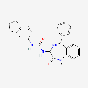 molecular formula C26H24N4O2 B2917035 1-(1-methyl-2-oxo-5-phenyl-2,3-dihydro-1H-1,4-diazepin-3-yl)-3-(indan-5-yl)urea CAS No. 136234-83-8