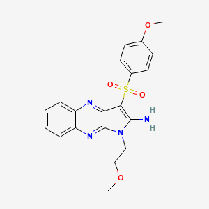 molecular formula C20H20N4O4S B2917036 1-(2-甲氧基乙基)-3-((4-甲氧基苯基)磺酰基)-1H-吡咯并[2,3-b]喹喔啉-2-胺 CAS No. 844651-53-2