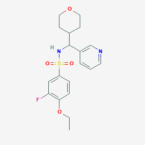 molecular formula C19H23FN2O4S B2917040 4-ethoxy-3-fluoro-N-(pyridin-3-yl(tetrahydro-2H-pyran-4-yl)methyl)benzenesulfonamide CAS No. 2034249-13-1