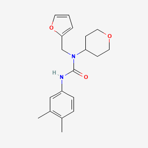 molecular formula C19H24N2O3 B2917041 3-(3,4-二甲苯基)-1-(呋喃-2-基甲基)-1-(四氢-2H-吡喃-4-基)脲 CAS No. 1448070-16-3