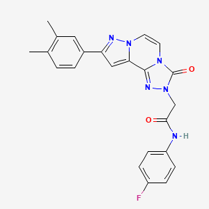 molecular formula C23H19FN6O2 B2917043 2-[9-(3,4-dimethylphenyl)-3-oxopyrazolo[1,5-a][1,2,4]triazolo[3,4-c]pyrazin-2(3H)-yl]-N-(4-fluorophenyl)acetamide CAS No. 1207048-93-8