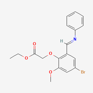 molecular formula C18H18BrNO4 B2917049 Ethyl 2-{4-bromo-2-methoxy-6-[(phenylimino)methyl]phenoxy}acetate CAS No. 338750-63-3