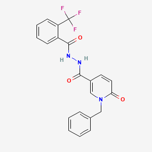 molecular formula C21H16F3N3O3 B2917050 1-benzyl-6-oxo-N'-(2-(trifluoromethyl)benzoyl)-1,6-dihydropyridine-3-carbohydrazide CAS No. 1105243-68-2