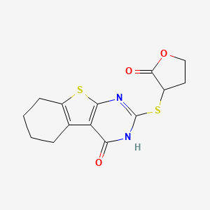 molecular formula C14H14N2O3S2 B2917057 2-[(2-oxotetrahydrofuran-3-yl)sulfanyl]-5,6,7,8-tetrahydro[1]benzothieno[2,3-d]pyrimidin-4(3H)-one CAS No. 380207-71-6