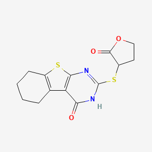 molecular formula C14H14N2O3S2 B2917057 2-[(2-氧代四氢呋喃-3-基)硫代]-5,6,7,8-四氢[1]苯并噻吩并[2,3-d]嘧啶-4(3H)-酮 CAS No. 380207-71-6