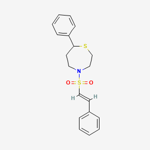 molecular formula C19H21NO2S2 B2917058 (E)-7-phenyl-4-(styrylsulfonyl)-1,4-thiazepane CAS No. 1798401-80-5