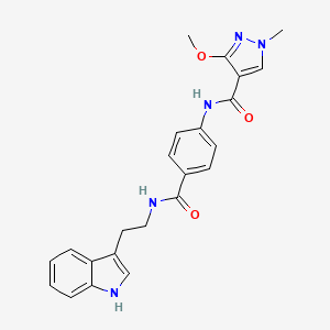 molecular formula C23H23N5O3 B2917064 N-(4-((2-(1H-indol-3-yl)ethyl)carbamoyl)phenyl)-3-methoxy-1-methyl-1H-pyrazole-4-carboxamide CAS No. 1351641-70-7