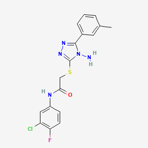 molecular formula C17H15ClFN5OS B2917067 2-((4-氨基-5-(间甲苯基)-4H-1,2,4-三唑-3-基)硫代)-N-(3-氯-4-氟苯基)乙酰胺 CAS No. 841205-92-3