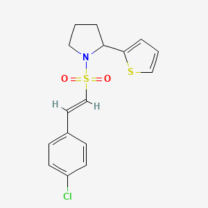 molecular formula C16H16ClNO2S2 B2917068 1-[(E)-2-(4-氯苯基)乙烯基]磺酰基-2-噻吩-2-基吡咯烷 CAS No. 1181465-30-4