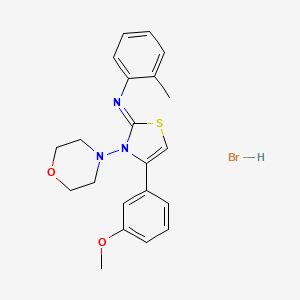 molecular formula C21H24BrN3O2S B2917072 (Z)-N-(4-(3-methoxyphenyl)-3-morpholinothiazol-2(3H)-ylidene)-2-methylaniline hydrobromide CAS No. 1180035-44-2