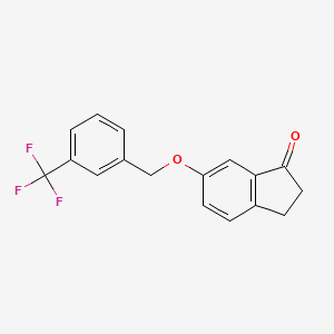 molecular formula C17H13F3O2 B2917079 6-((3-(trifluoromethyl)benzyl)oxy)-2,3-dihydro-1H-inden-1-one CAS No. 1171751-99-7