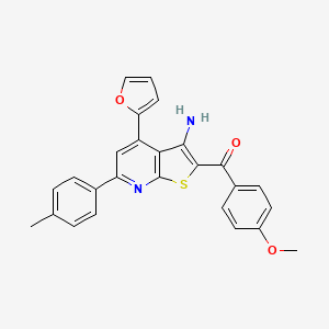 molecular formula C26H20N2O3S B2917080 (3-Amino-4-(furan-2-yl)-6-(p-tolyl)thieno[2,3-b]pyridin-2-yl)(4-methoxyphenyl)methanone CAS No. 897832-28-9