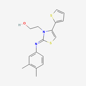 molecular formula C17H18N2OS2 B2917082 (Z)-2-(2-((3,4-dimethylphenyl)imino)-4-(thiophen-2-yl)thiazol-3(2H)-yl)ethanol CAS No. 915186-71-9