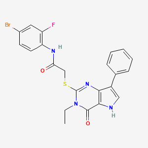 molecular formula C22H18BrFN4O2S B2917090 N-(4-bromo-2-fluorophenyl)-2-((3-ethyl-4-oxo-7-phenyl-4,5-dihydro-3H-pyrrolo[3,2-d]pyrimidin-2-yl)thio)acetamide CAS No. 2034480-03-8