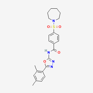 molecular formula C23H26N4O4S B2917091 4-(氮杂环戊-1-基磺酰基)-N-(5-(2,4-二甲苯基)-1,3,4-恶二唑-2-基)苯甲酰胺 CAS No. 891145-85-0