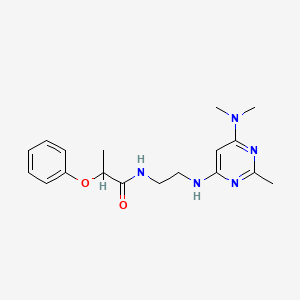 molecular formula C18H25N5O2 B2917092 N-(2-((6-(dimethylamino)-2-methylpyrimidin-4-yl)amino)ethyl)-2-phenoxypropanamide CAS No. 1207028-78-1